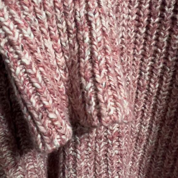 Point Sur J. Crew Sweater XL Marled Pink Mock Neck Long Sleeve Chunky Knit - Picture 4 of 9